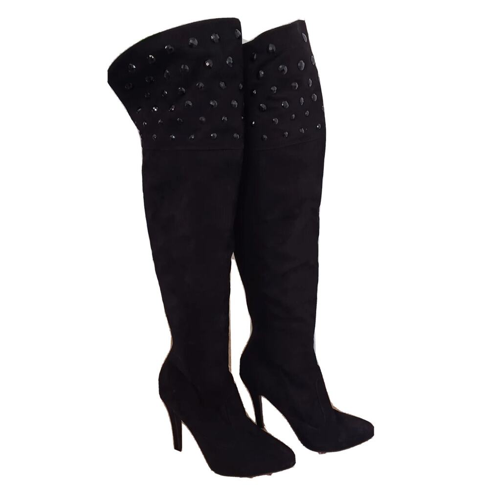 Womens Knee High  7.5-8M Nina New York Black Stiletto "Kenlyn" 4.5 Heel